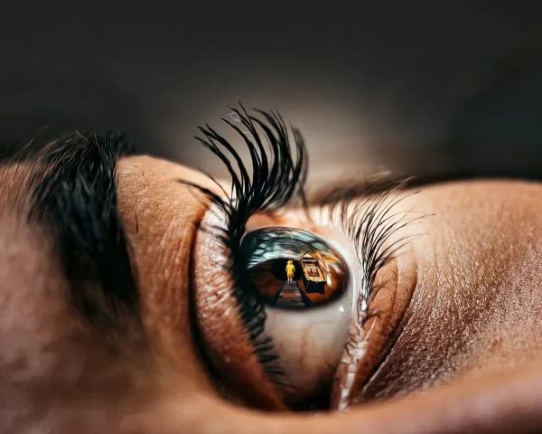 Close-up of semi-permanent eyelash extensions applied at Glamour Beauty & Spa
